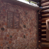04 Stone Wall Log Cabin